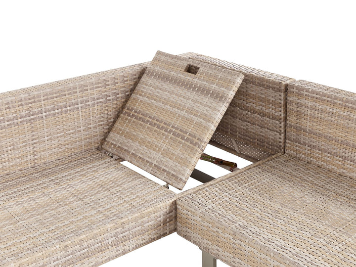 Lanciano Garden Corner Sofa with Table 5 Seater Right Hand PE Rattan Off-White