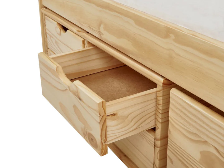 Daybed with Storage Pine Wood 90 x 200 cm (EU Single) Light Brown Philippa