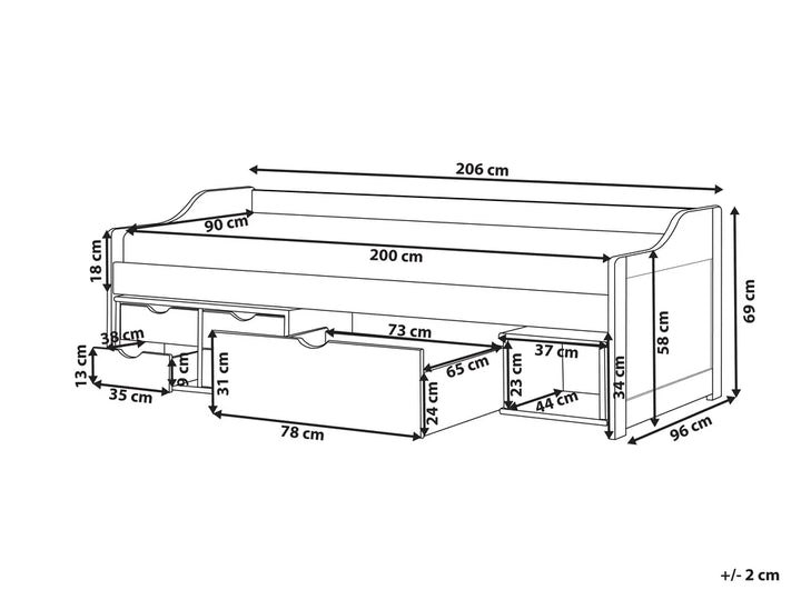 Daybed with Storage Pine Wood 90 x 200 cm (EU Single) Light Brown Philippa