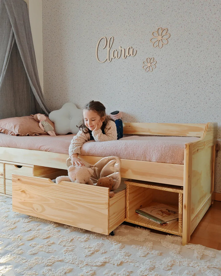 Daybed with Storage Pine Wood 90 x 200 cm (EU Single) Light Brown Philippa