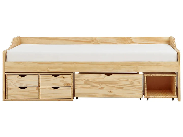 Daybed with Storage Pine Wood 90 x 200 cm (EU Single) Light Brown Philippa