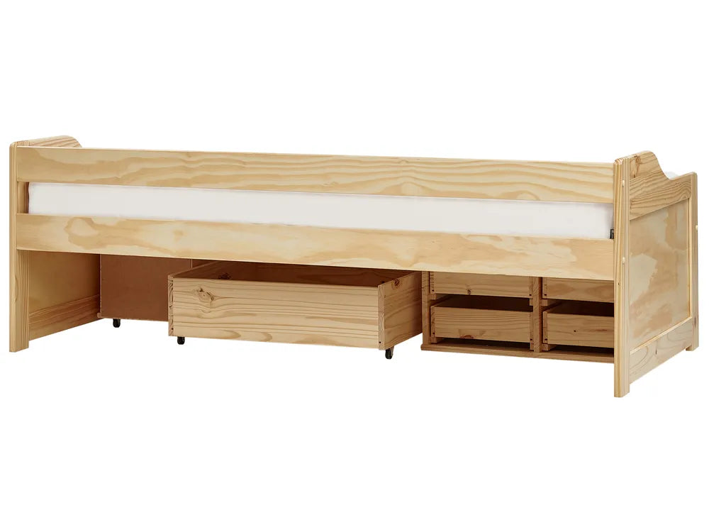 Daybed with Storage Pine Wood 90 x 200 cm (EU Single) Light Brown Philippa