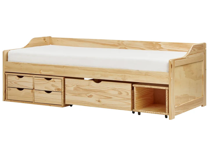 Daybed with Storage Pine Wood 90 x 200 cm (EU Single) Light Brown Philippa
