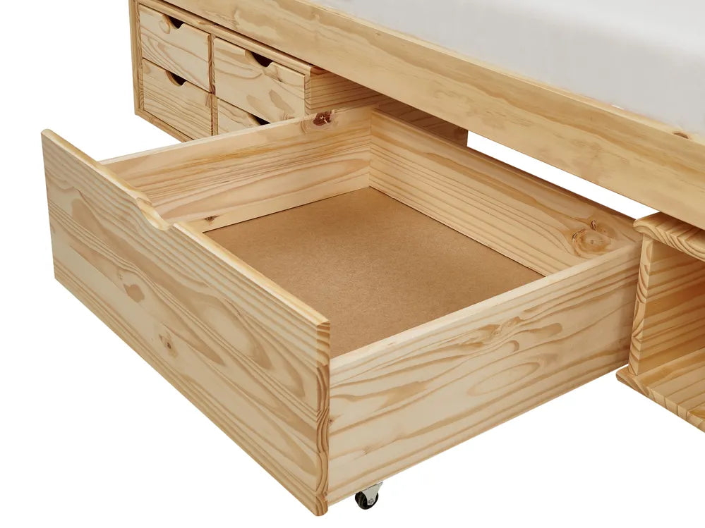 Daybed with Storage Pine Wood 90 x 200 cm (EU Single) Light Brown Philippa