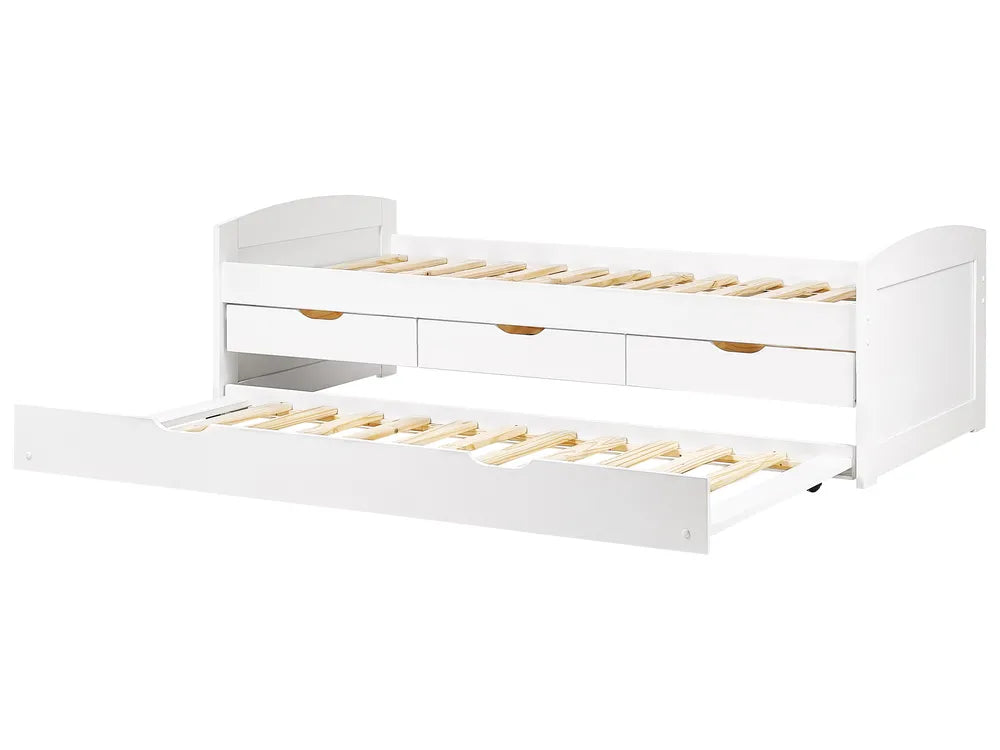Trundle Bed Pine Wood 90 x 200 cm (EU Single) White Helmward