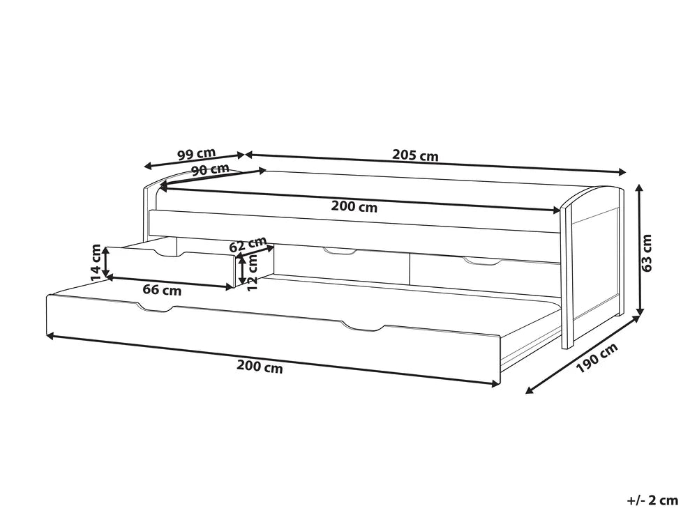 Trundle Bed Pine Wood 90 x 200 cm (EU Single) White Helmward