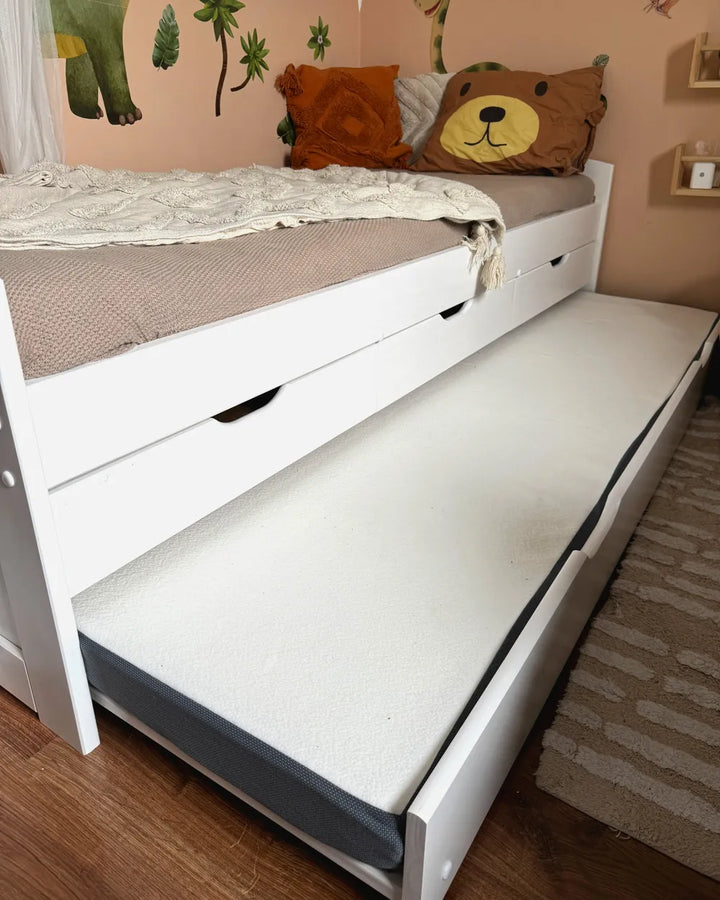 Trundle Bed Pine Wood 90 x 200 cm (EU Single) White Helmward