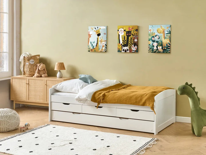 Trundle Bed Pine Wood 90 x 200 cm (EU Single) White Helmward