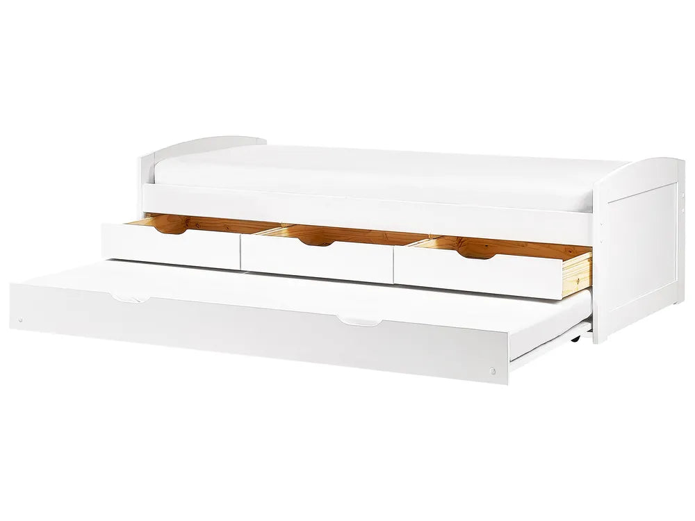 Trundle Bed Pine Wood 90 x 200 cm (EU Single) White Helmward