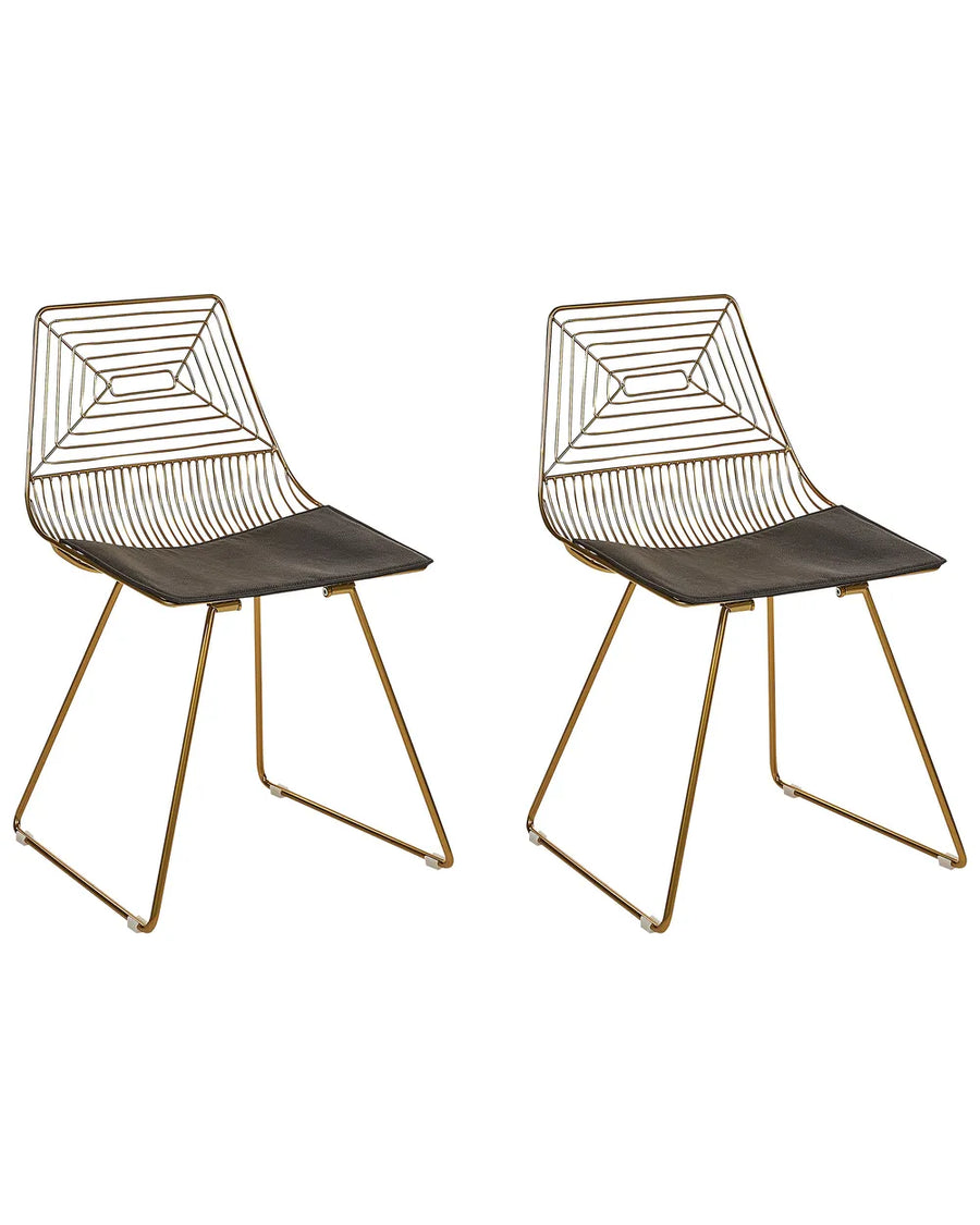 Set of 2 gold metal accent chairs