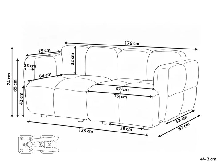 Modular Sofa 2 Seater Fabric Beige Norcross