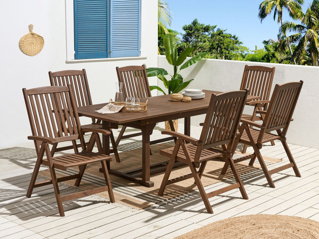 Amantea Extending Garden Dining Table 160/220 cm 90 cm Acacia Wood Dark Brown
