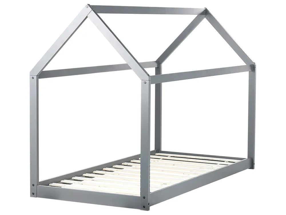 Kids Bed House Pine Wood 90 x 200 cm (EU Single) Grey