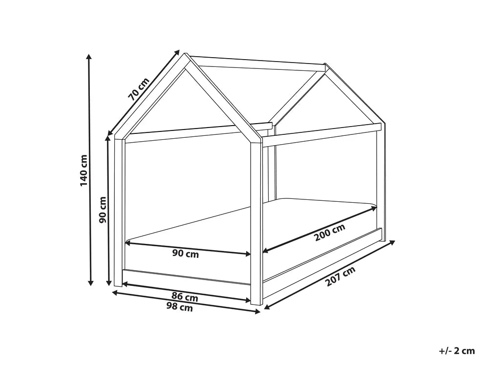 Kids Bed House Pine Wood 90 x 200 cm (EU Single) Grey