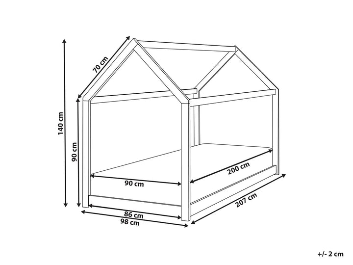 Kids Bed House Pine Wood 90 x 200 cm (EU Single) Grey