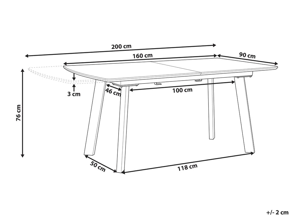 Extending Dining Table Dark Brown 160/200 cm 90 cm Sardinia