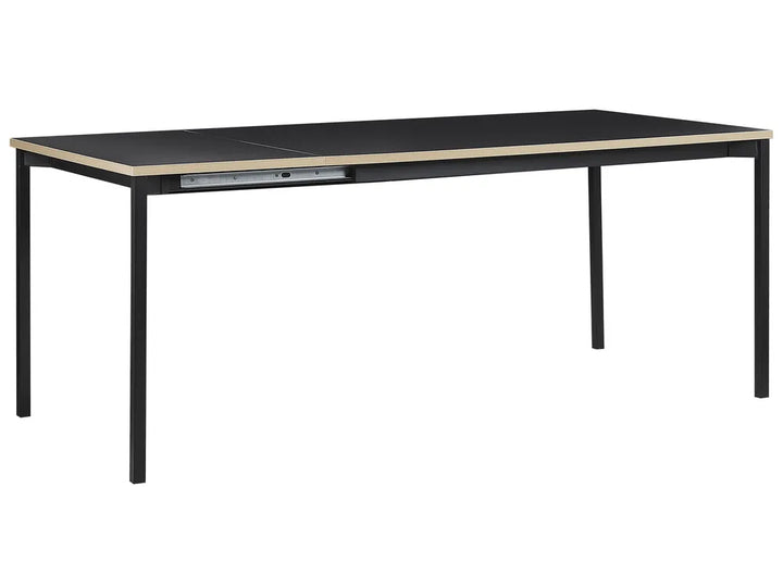 Black dining table with a white background
