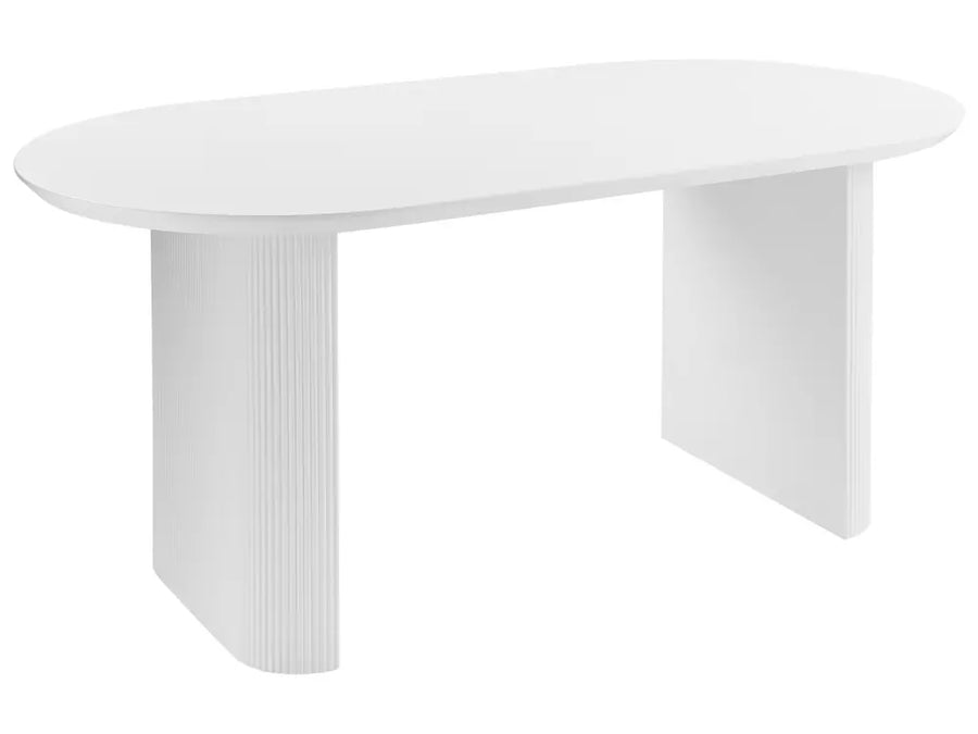 White oval table on a white background
