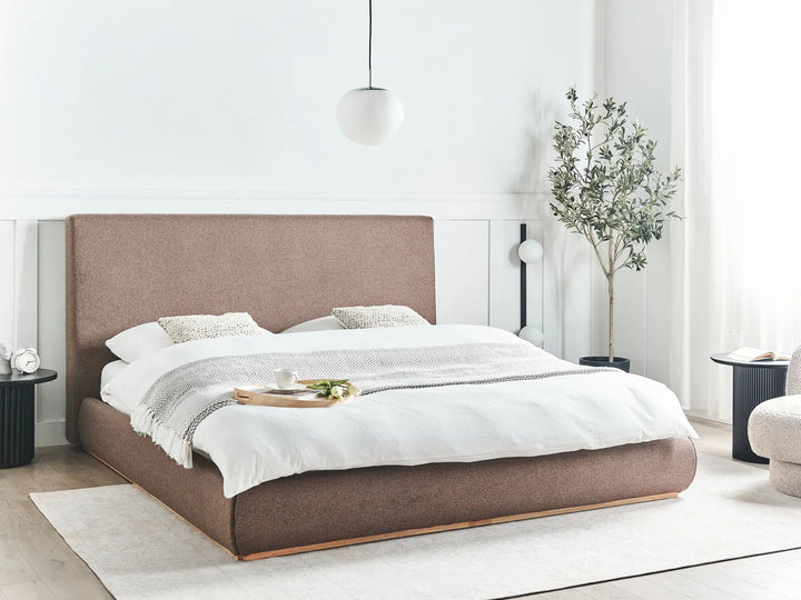 Upholstered storage bed dark brown
