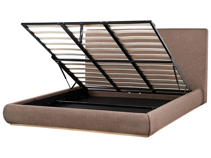 Modern dark brown bed with slatted base