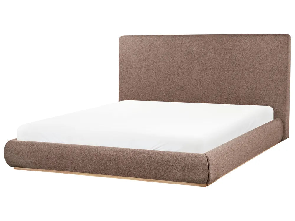 Dark brown fabric ottoman super king bed