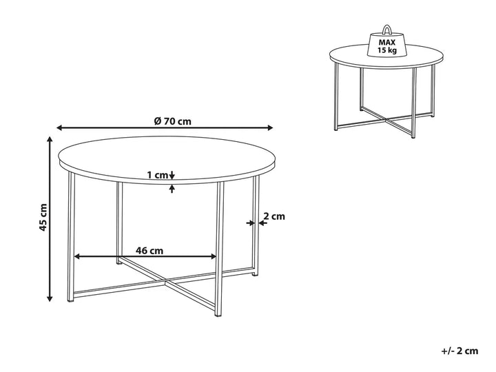 Coffee Table Tempered Glass Marble/ Silver Desari