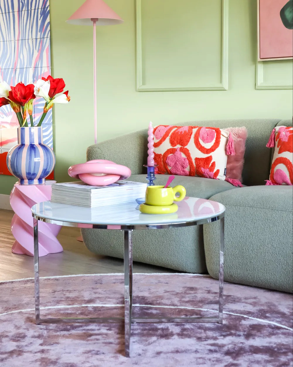 Silver tempered glass coffee table
