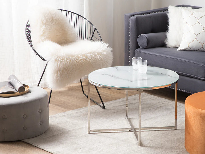 Marble effect glass coffee table