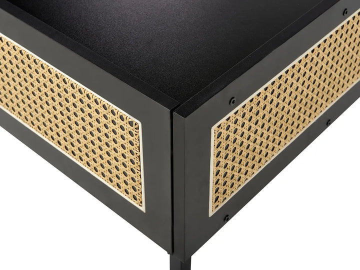 Coffee Table Rattan Black with Storage Rienna