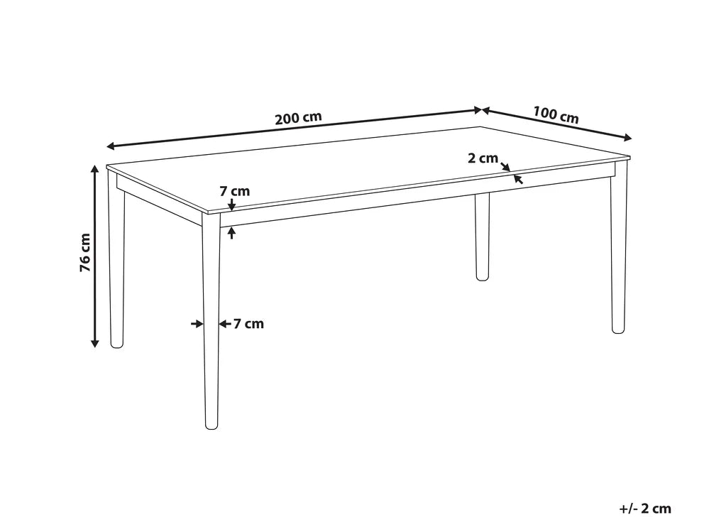 Dining Table Natural Ash Wood 200 cm 100 cm Gramercie
