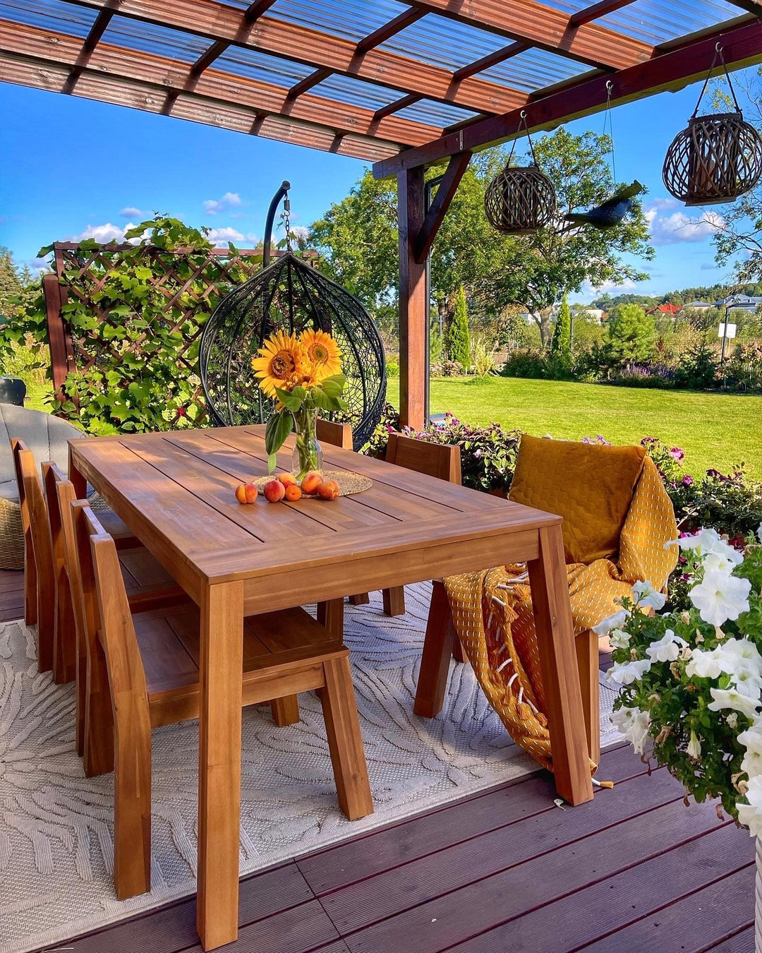 Livorno Garden Dining Table 210 cm 90 cm Acacia Wood Brown