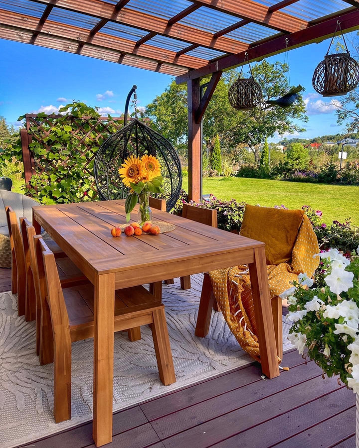 Livorno Garden Dining Table 210 cm 90 cm Acacia Wood Brown