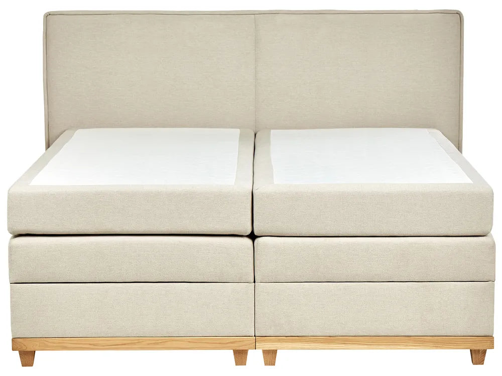 Divan Bed with Storage Fabric 180 x 200 cm (EU Super King) Beige Bastian