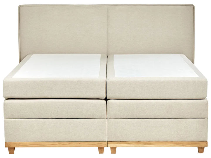 Divan Bed with Storage Fabric 180 x 200 cm (EU Super King) Beige Bastian