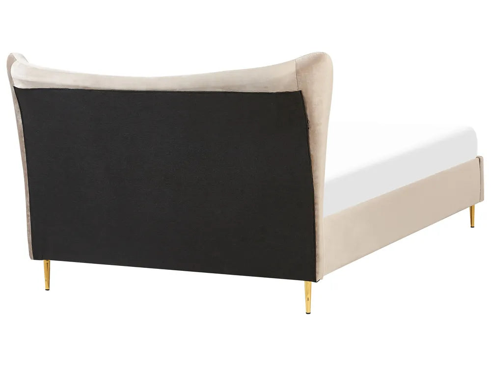 Bed Velvet 140 x 200 cm (EU Double) Taupe Daphne
