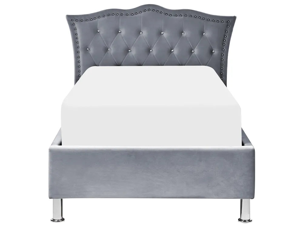 Ottoman Bed Velvet 90 x 200 cm (EU Single) Grey Minas