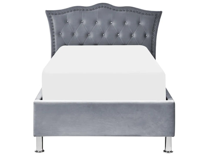 Ottoman Bed Velvet 90 x 200 cm (EU Single) Grey Minas