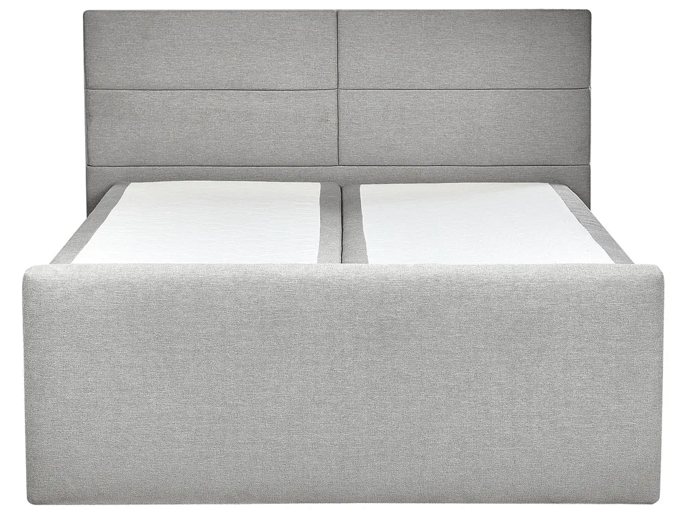 Divan Bed with Storage Fabric 160 x 200 cm (EU King Size) Light Grey