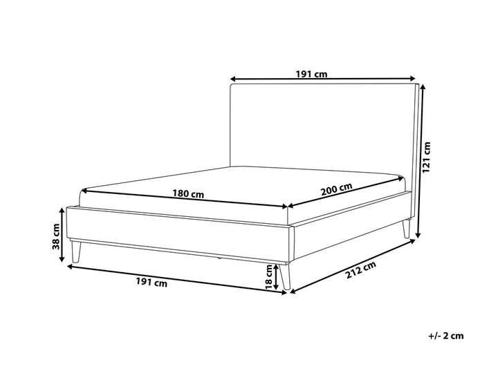 Bed Velvet 180 x 200 cm (EU Super King) Light Grey Canuto
