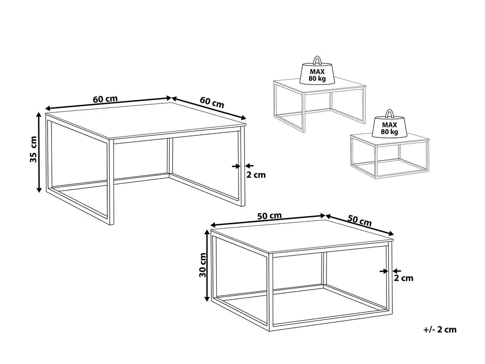 Set of 2 Coffee Tables Tempered Glass White Rolde