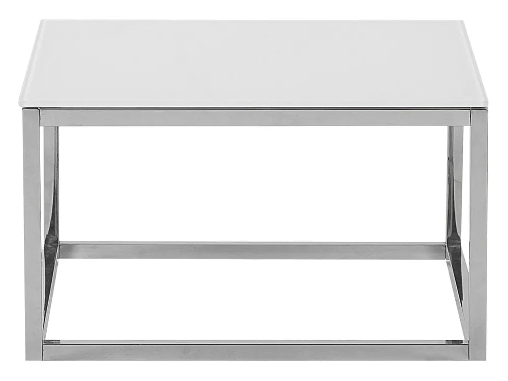 Set of 2 Coffee Tables Tempered Glass White Rolde