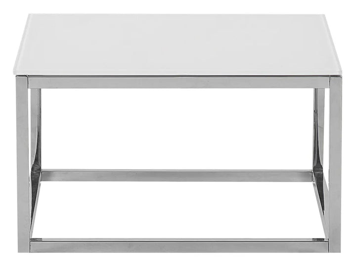 Set of 2 Coffee Tables Tempered Glass White Rolde