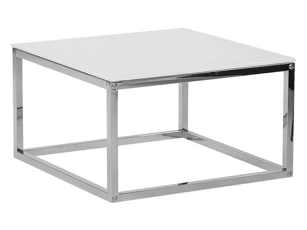 Set of 2 Coffee Tables Tempered Glass White Rolde