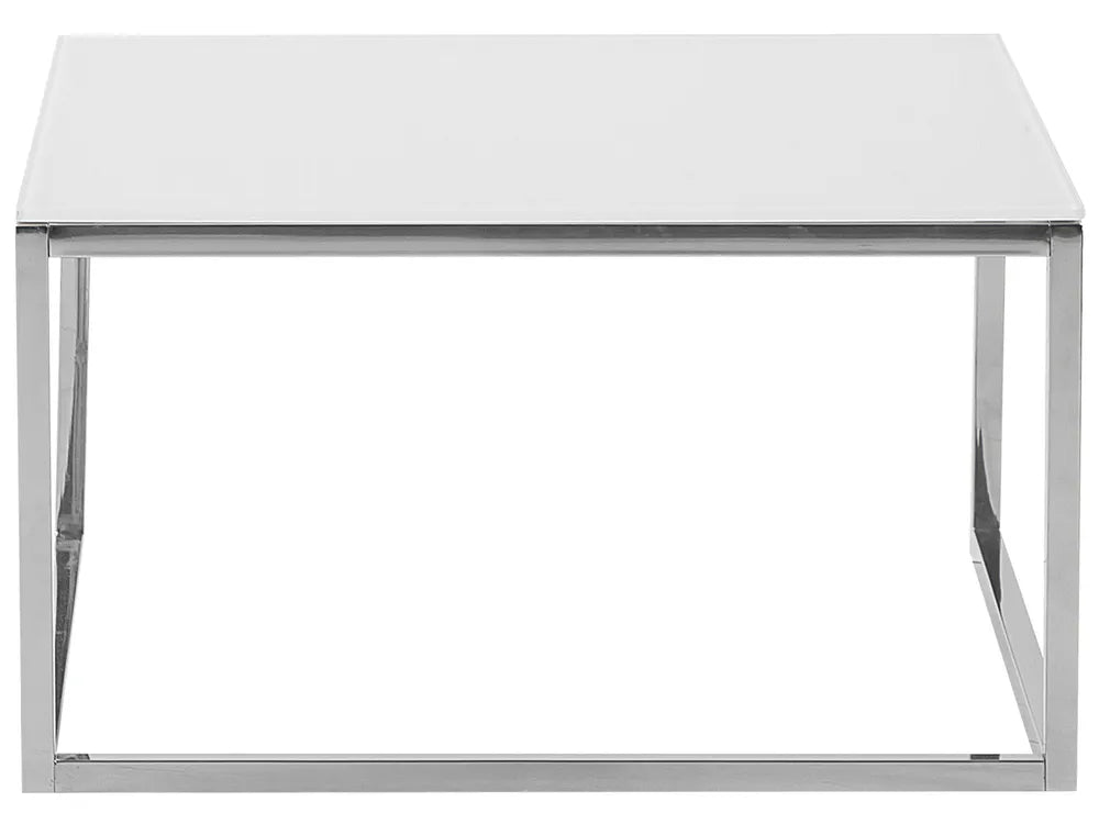 Set of 2 Coffee Tables Tempered Glass White Rolde