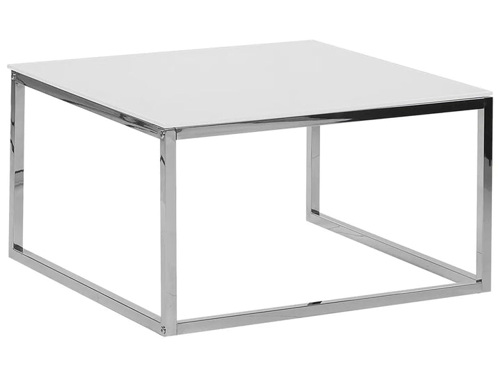 Set of 2 Coffee Tables Tempered Glass White Rolde