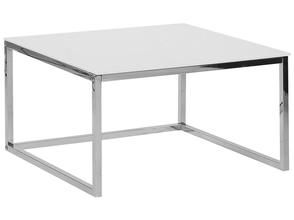 Set of 2 Coffee Tables Tempered Glass White Rolde