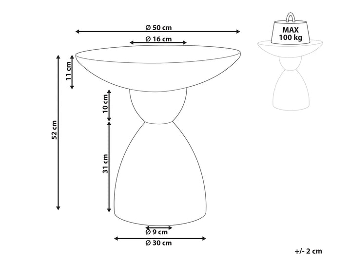Side Table 50 cm 50 cm White Terrazzo Rohun