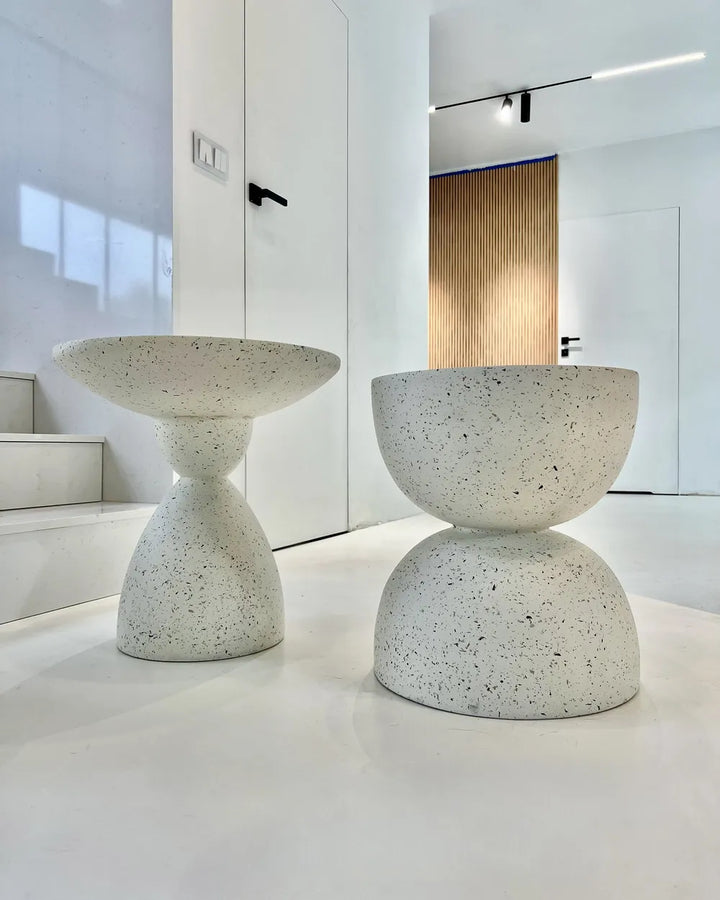 Side Table 50 cm 50 cm White Terrazzo Rohun