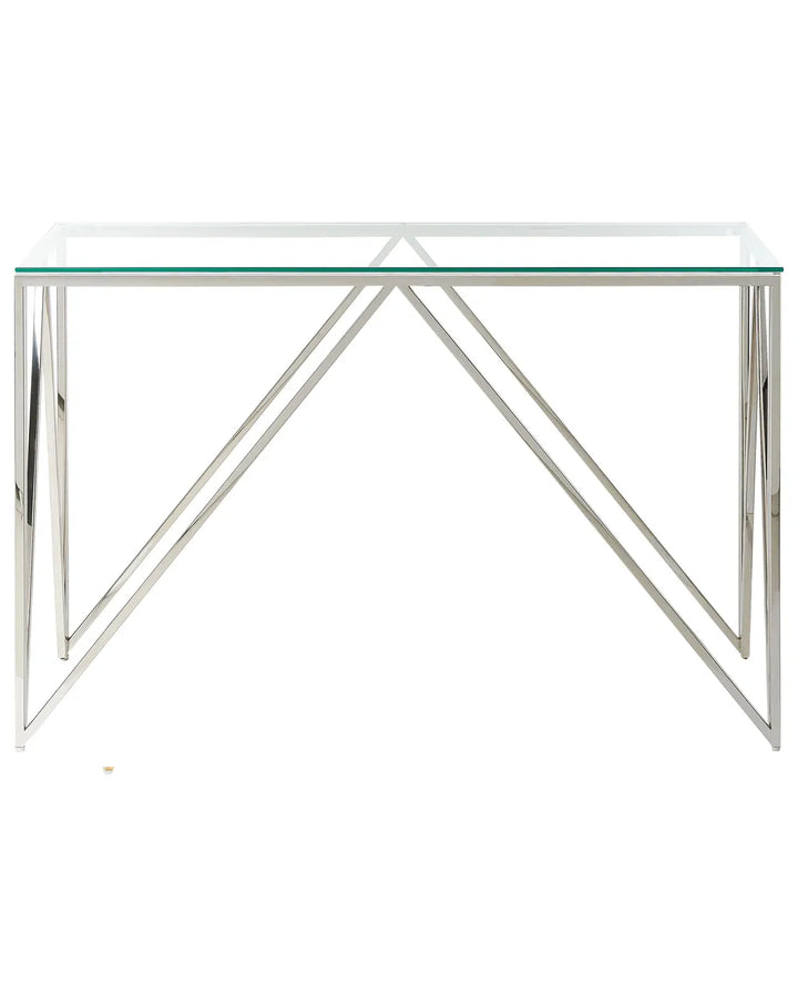 Console Table Tempered Glass Silver Deral