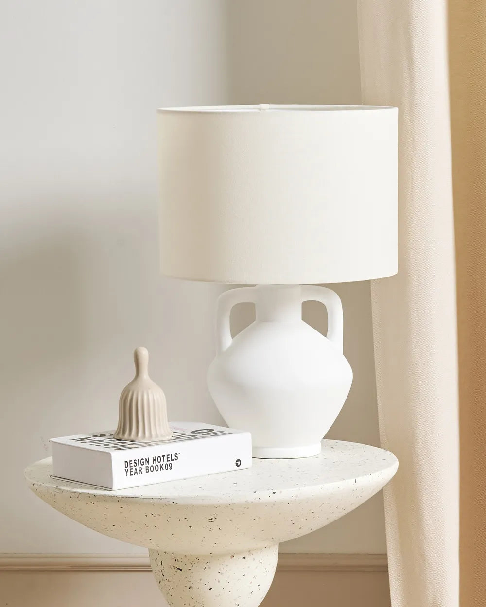 Side Table 50 cm 50 cm White Terrazzo Rohun